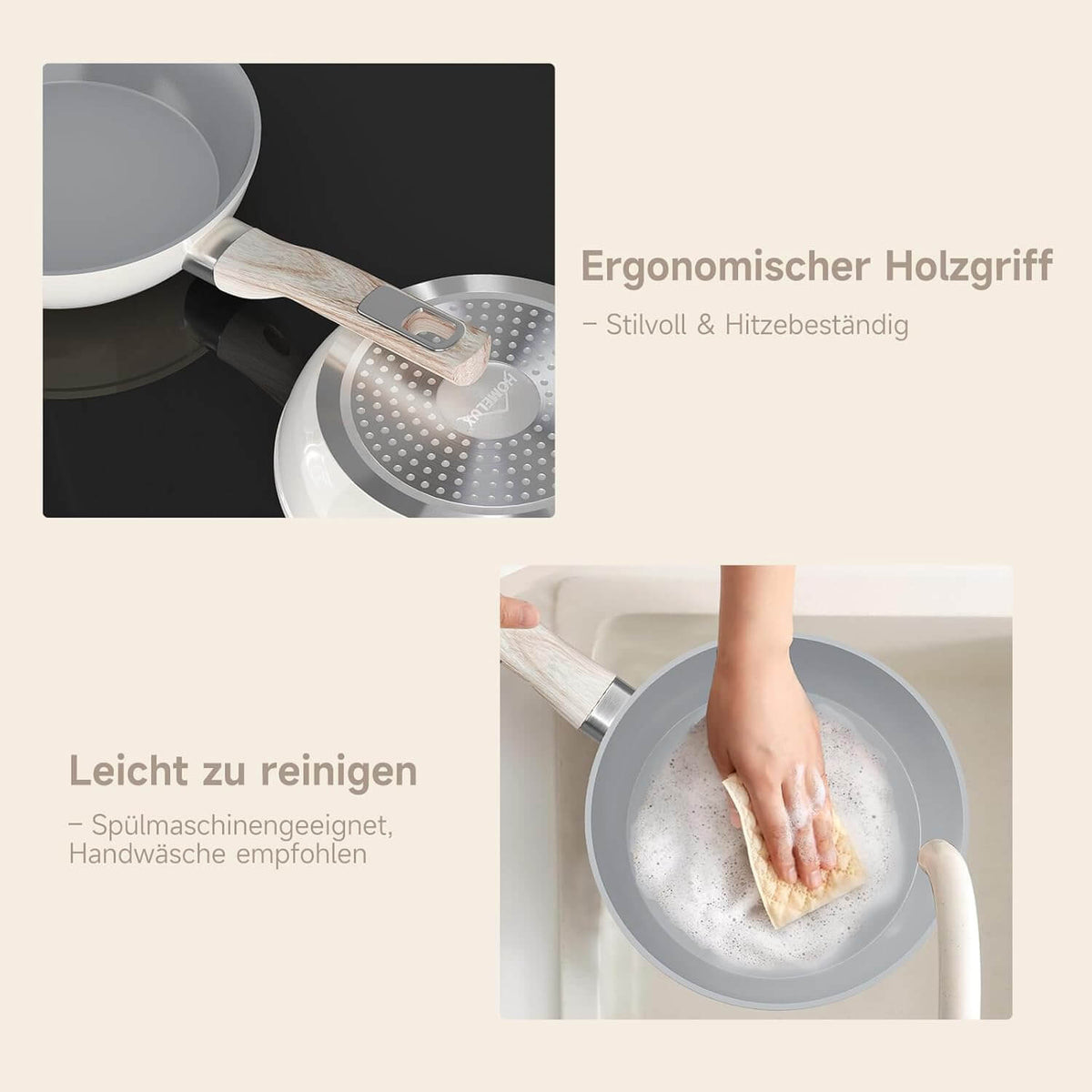 Leicht zu reinigende Keramikpfanne mit langer Lebensdauer
