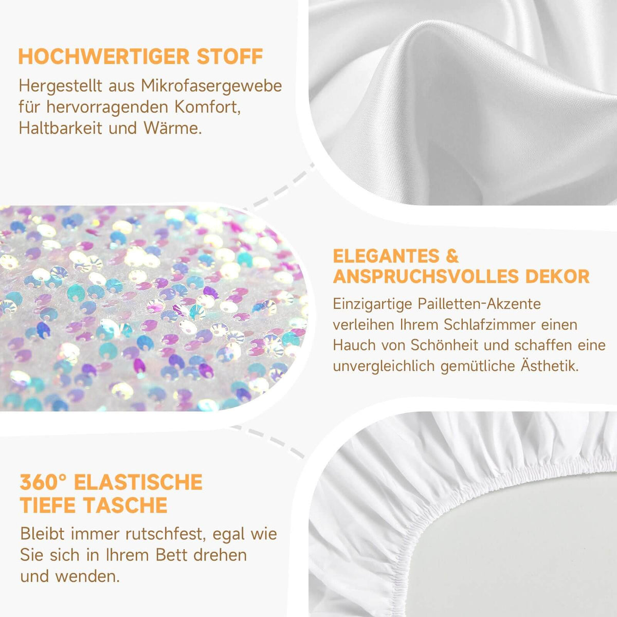 Bettwäsche Set 180x200 cm, 4-teilig, inklusive Steppdecke 240x260 cm und 2 Kissenbezügen 50x70 cm