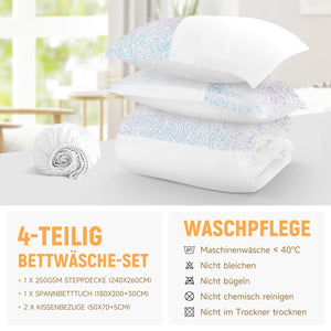 Bettwäsche Set 180x200 cm, 4-teilig, inklusive Steppdecke 240x260 cm und 2 Kissenbezügen 50x70 cm