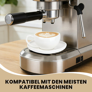 6-teiliges Keramik Espressotassen-Set mit Untertassen, gewelltes Design, Weiß/Creme