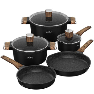 HOMELUX Topf-Set 8-teiliges Induktions-Topfset aus Aluminiumguss mit Deckeln
