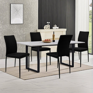 HOMELUX 4er Set Esszimmerstühle, modern, mit hoher Rückenlehne, Leinenpolster & Metallbeinen, 110 kg belastbar