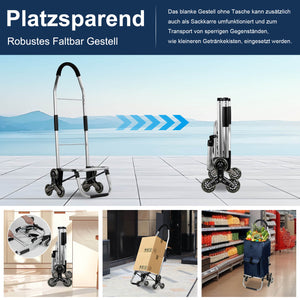 HOMELUX Einkaufstrolley, klappbar, stabil, 41 L Kapazität, multifunktional, Handwagen mit Rollen, abnehmbare Tasche, dreieckige Räder