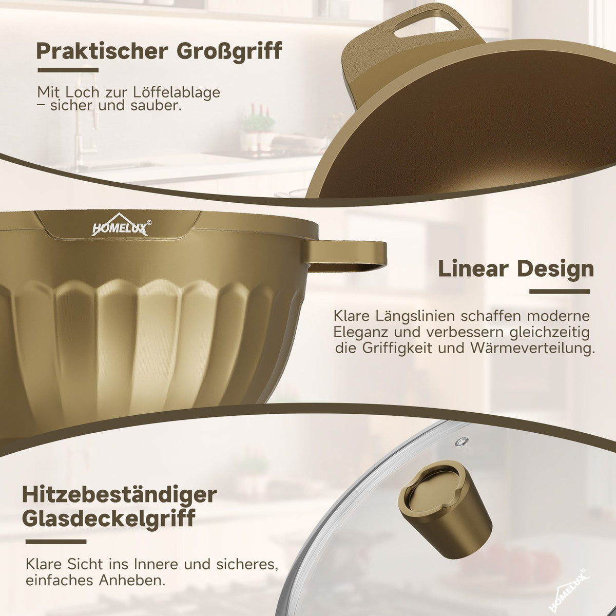 HOMELUX Topf-Set 8-tlg Kochtopf Set Induktions 20-32 cm, PFOA-fre Töpfe Set mit Deckel