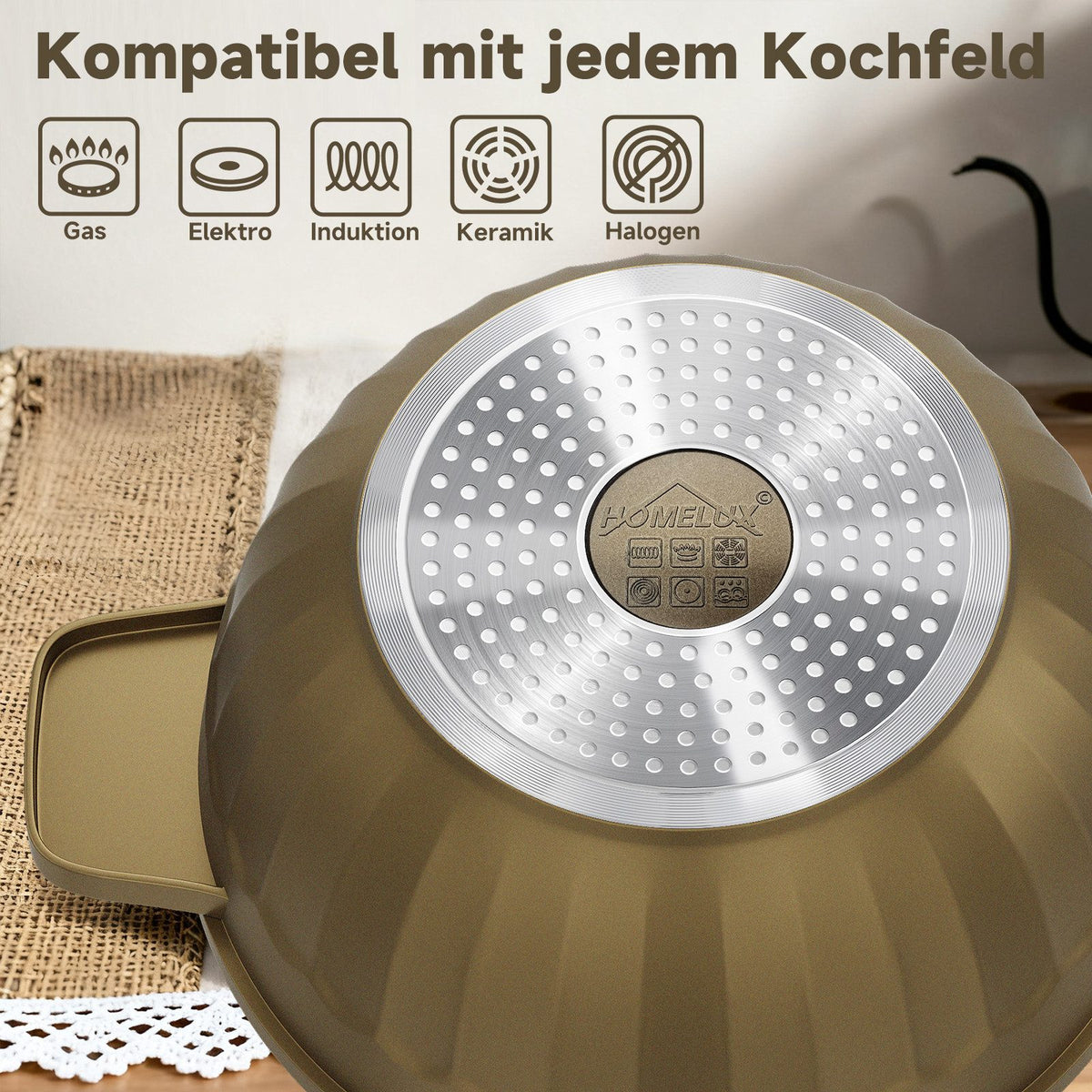 HOMELUX Topf-Set 8-tlg Kochtopf Set Induktions 20-32 cm, PFOA-fre Töpfe Set mit Deckel