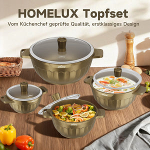 HOMELUX Topf-Set 8-tlg Kochtopf Set Induktions 20-32 cm, PFOA-fre Töpfe Set mit Deckel