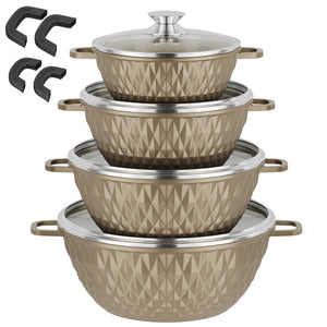 HOMELUX Aluguss Kochtopfset 8-teilig Induktion, Antihaft Topfset mit Glasdeckel, 20-32 cm, PFOA-frei