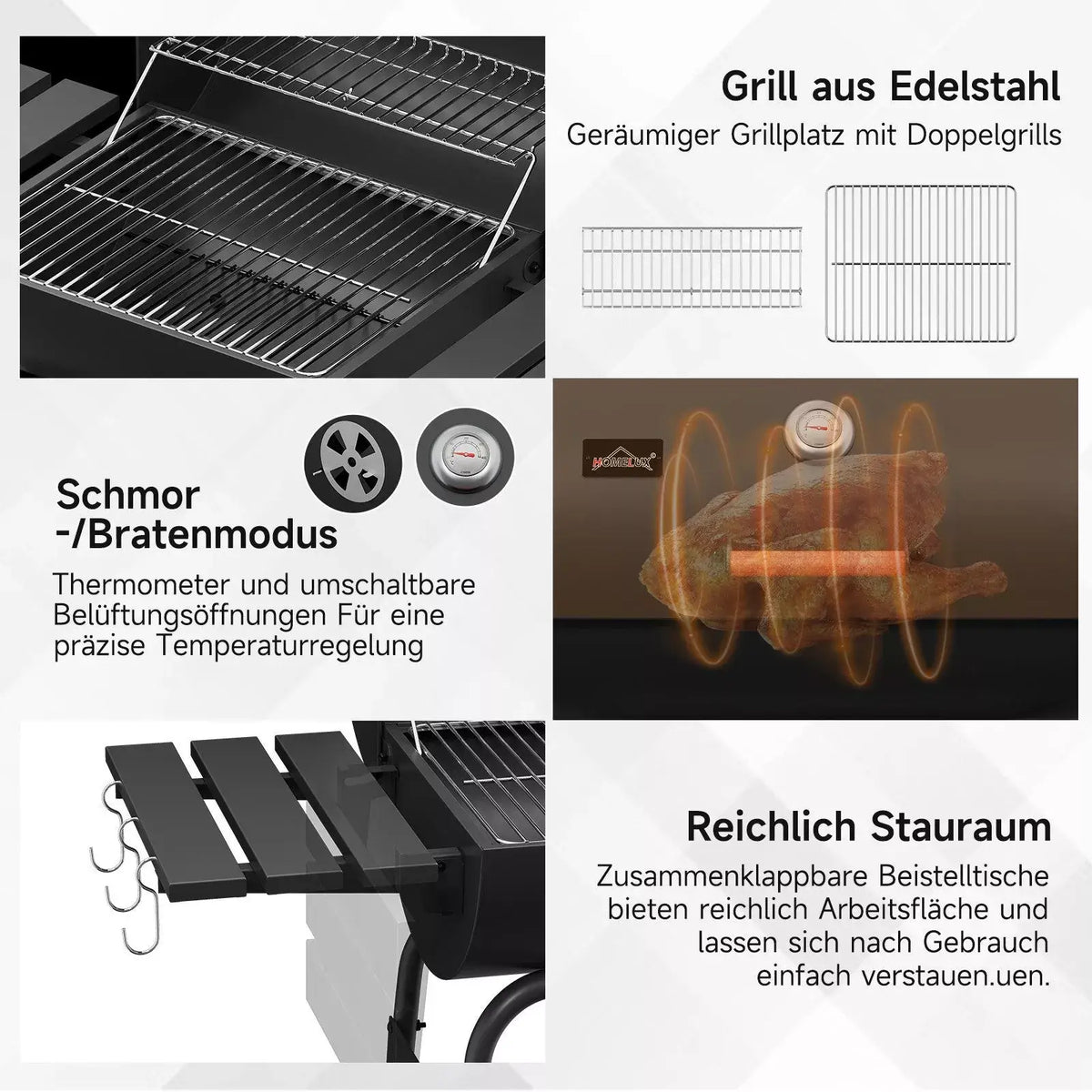 Räuchergrill mit integriertem Thermometer für optimale Temperaturkontrolle