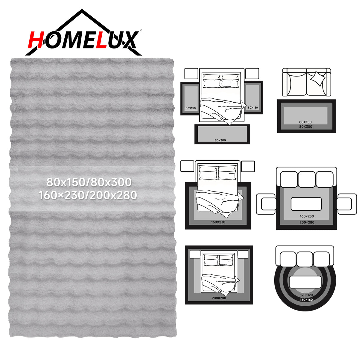 HOMELUX Superweicher Kunstfell Teppich, rutschfest & dekorativ. Idealer Hochflor für Wohnzimmer, Schlafzimmer & Fußbodenheizung geeignet