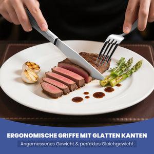 HOMELUX 72-teiliges Besteckset für 12 Personen aus Edelstahl, gehämmertes Design, hochglanzpoliert, spülmaschinenfest