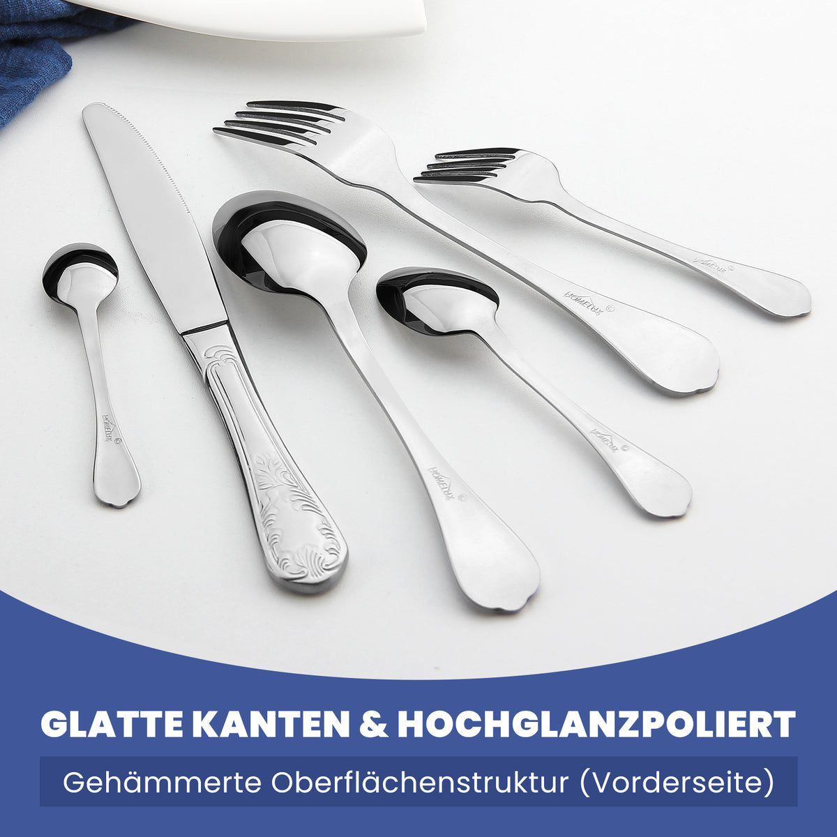 HOMELUX 72-teiliges Besteckset für 12 Personen aus Edelstahl, spülmaschinenfestes Tafelbesteck in edler Geschenkbox