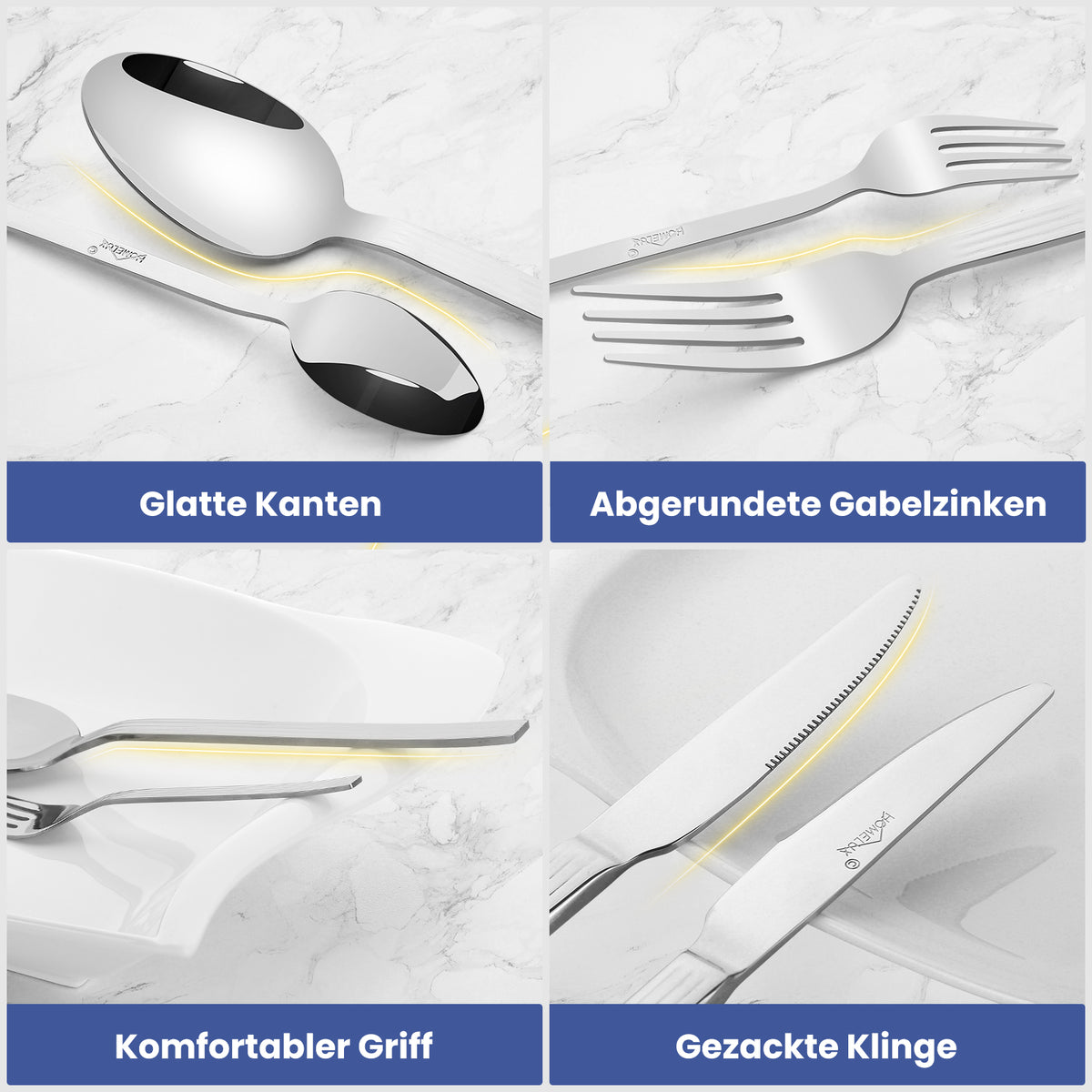 HOMELUX 72-teiliges Besteckset für 12 Personen Edelstahl rostfrei spülmaschinenfest hochglanzpoliert inklusive edler Besteckbox