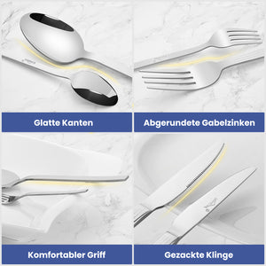 HOMELUX 72-teiliges Besteckset für 12 Personen Edelstahl rostfrei spülmaschinenfest hochglanzpoliert inklusive edler Besteckbox