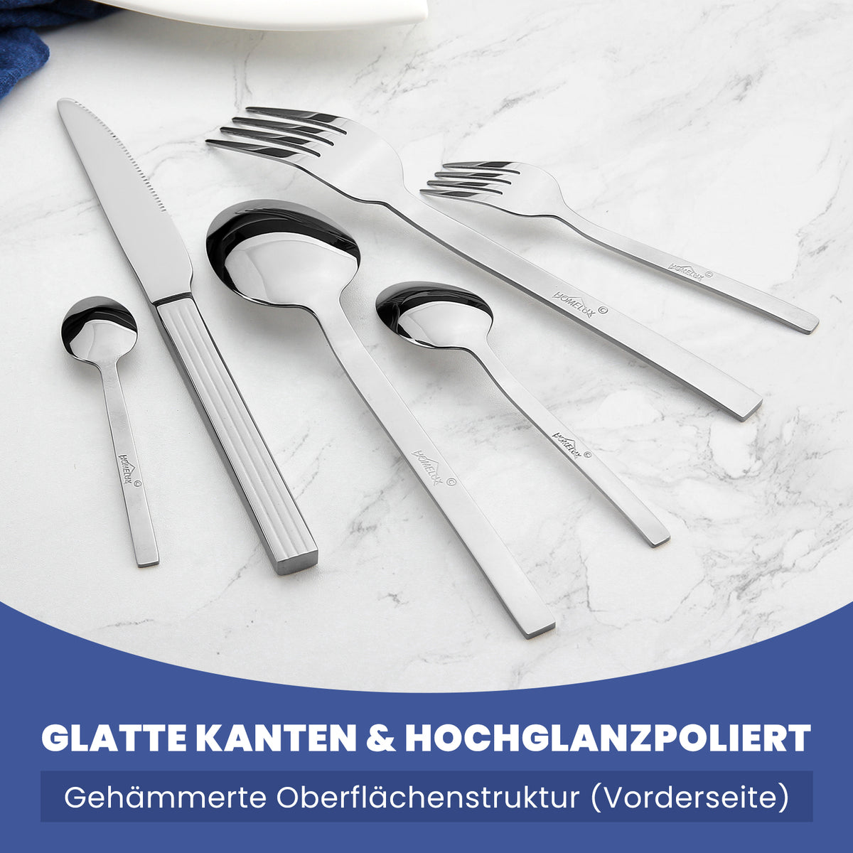 HOMELUX 72-teiliges Besteckset für 12 Personen Edelstahl rostfrei spülmaschinenfest hochglanzpoliert inklusive edler Besteckbox