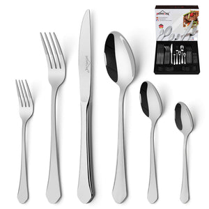 Homelux 72-teiliges Besteckset für 12 Personen, Edelstahl rostfrei, spülmaschinenfest, hochglanzpoliertes Tafelbesteck in Box