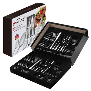Homelux 72-teiliges Besteckset für 12 Personen, Edelstahl rostfrei, spülmaschinenfest, hochglanzpoliertes Tafelbesteck in Box