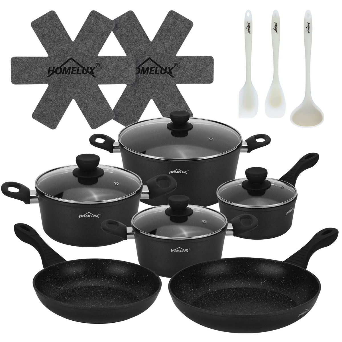 15tlg Topfset Induktions Töpfe Set Antihaft-beschichtete Aluminium KochtopfSet Homelux Töpfe Set