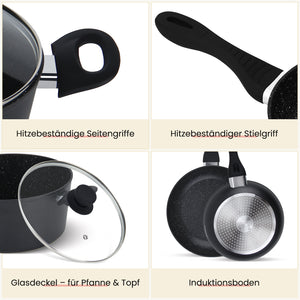 15tlg Topfset Induktions Töpfe Set Antihaft-beschichtete Aluminium KochtopfSet Homelux Töpfe Set