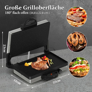 Kontaktgrill 2000W: Multi-Grill, Brotmaschine, Edelstahl, Antihaft
