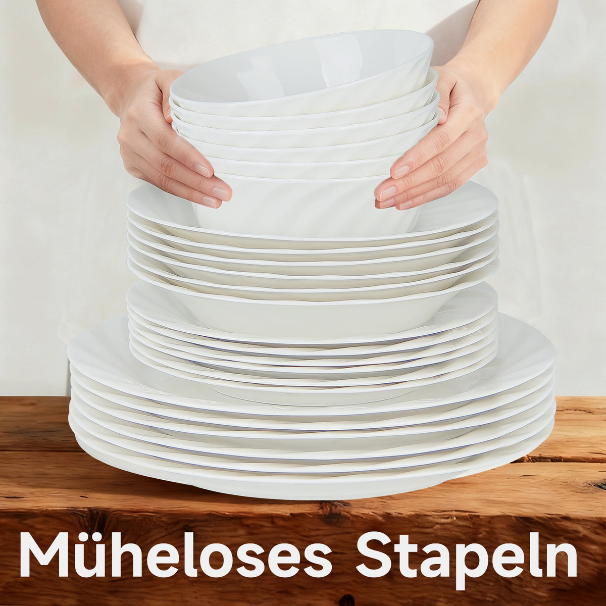 24-teiliges Keramik-Tafelservice für 6 Personen – elegantes, stapelbares Geschirrset