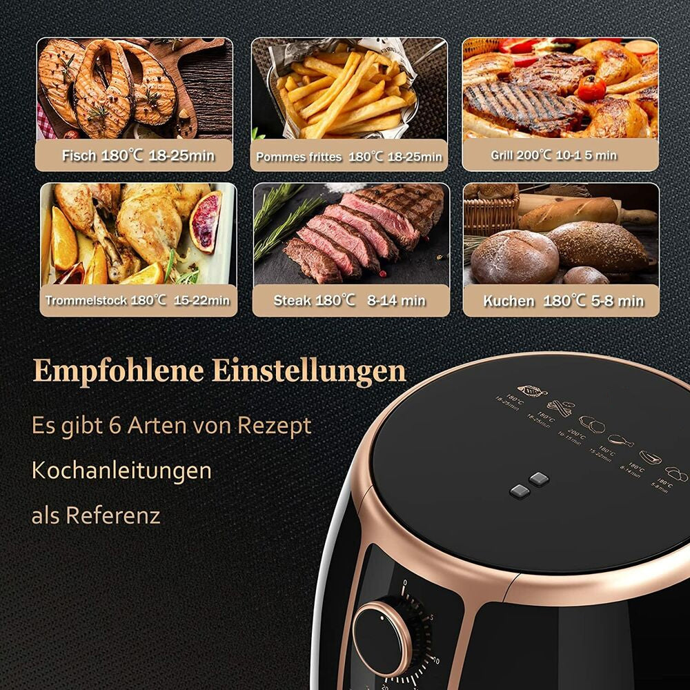 Scheffler 3,7L Heißluftfritteuse, Fritteuse Heissluft Ohne Fett,1500W Airfryer, Power Air fryer,Heissluft Fritteusen Ohne Öl mit Thermostat und Timer