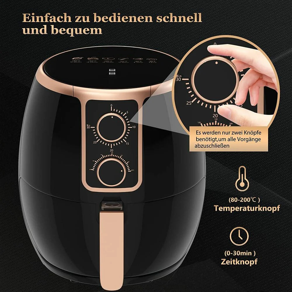 Scheffler 3,7L Heißluftfritteuse, Fritteuse Heissluft Ohne Fett,1500W Airfryer, Power Air fryer,Heissluft Fritteusen Ohne Öl mit Thermostat und Timer