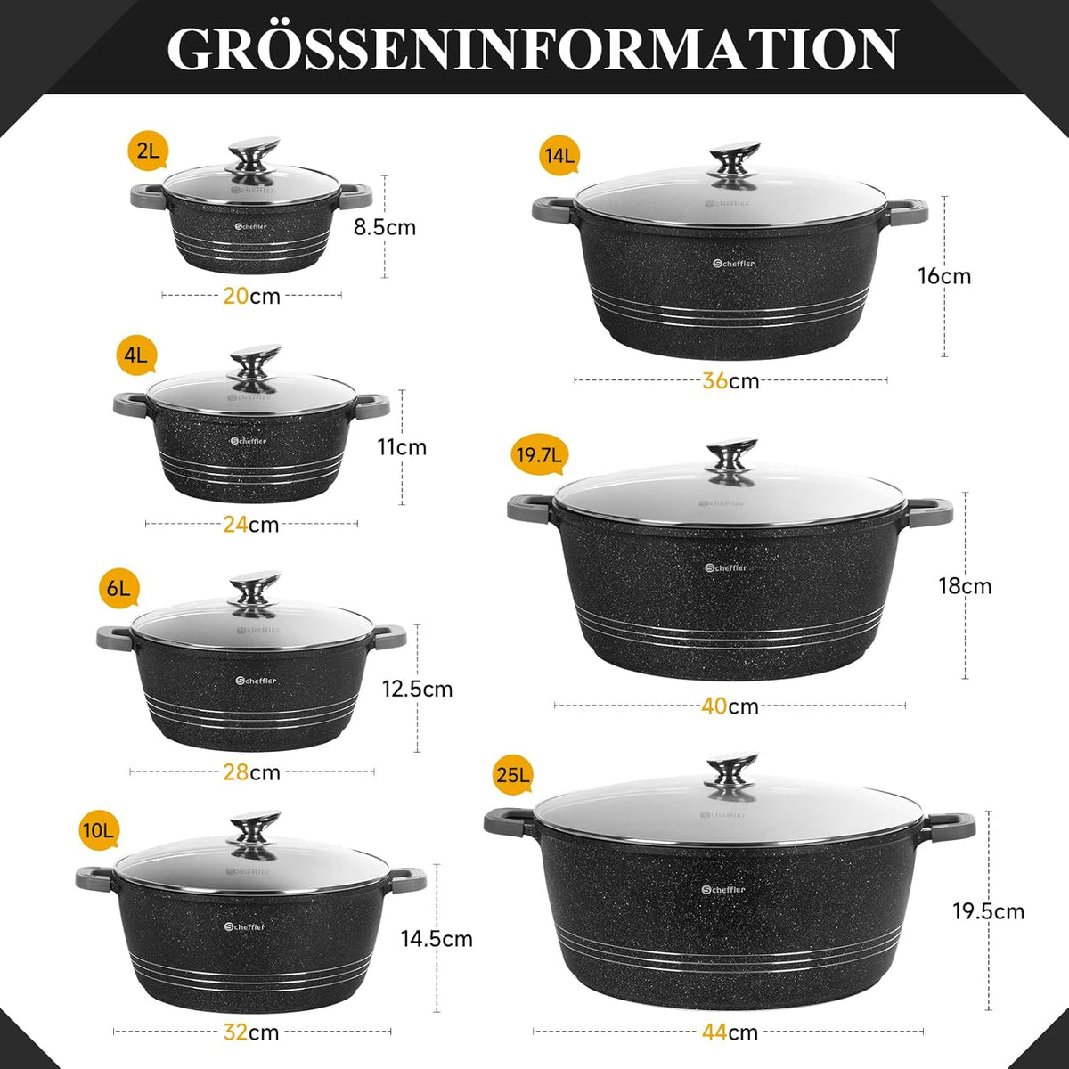 Non-stick coating cooking pot cast aluminum glass lid induction glass lid casserole dish