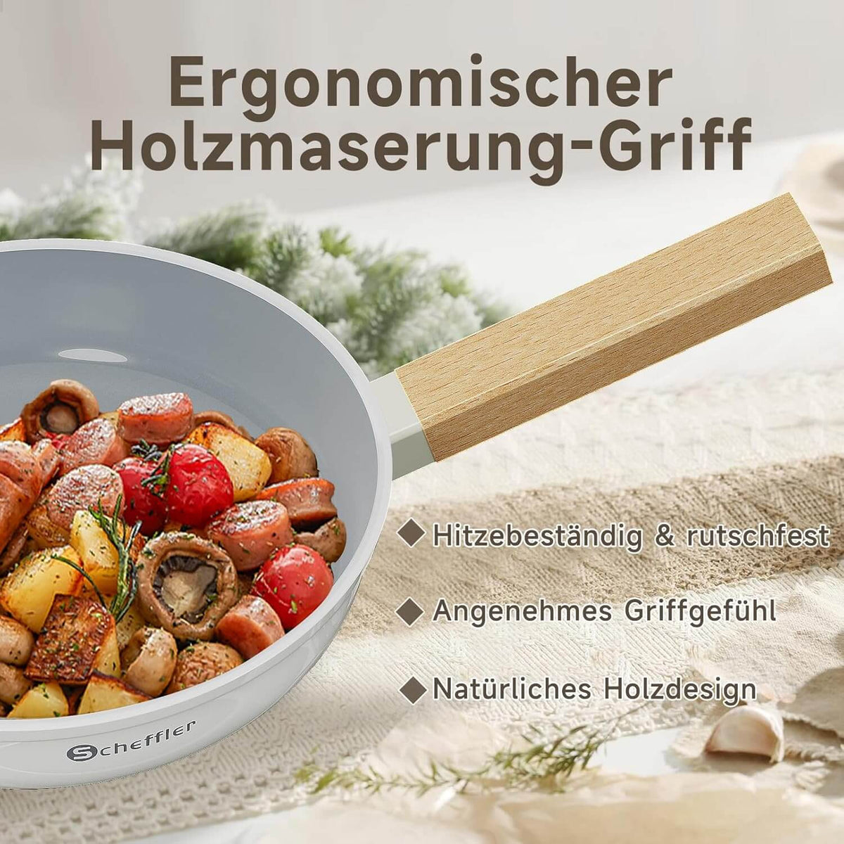 Professionelles 3er-Pfannenset mit gleichmäßiger Wärmeverteilung