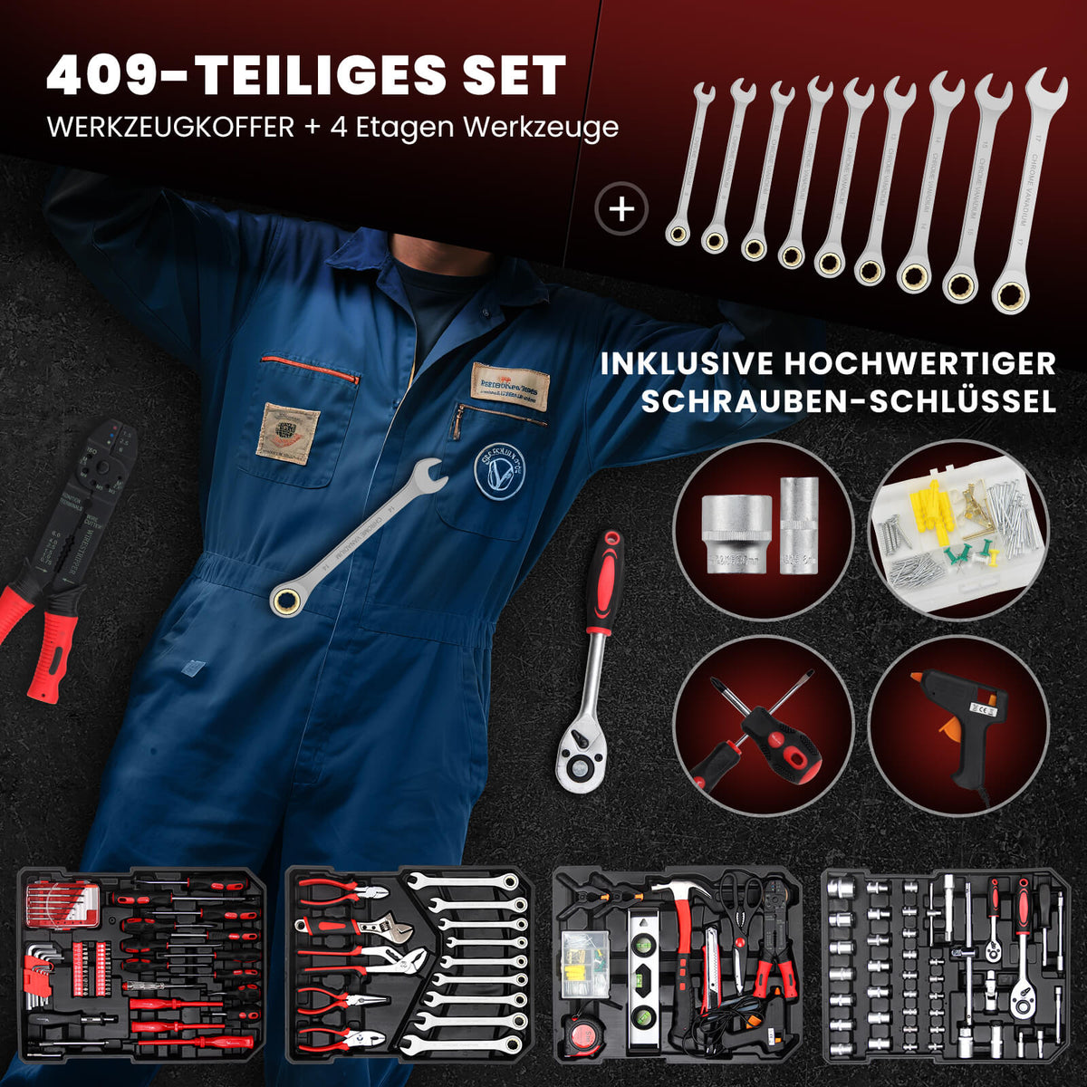 Werkzeugkoffer 409-tlg, Aluminiumkoffer