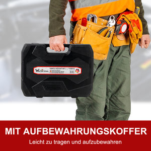 108-teiliger Steckschlüsselsatz Chrom-Vanadium-Stahl Knarrenkasten Ratschenkasten mit Werkzeugkoffer 1/4 und 1/2 Zoll
