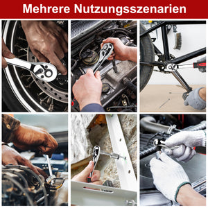 108-teiliger Steckschlüsselsatz Chrom-Vanadium-Stahl Knarrenkasten Ratschenkasten mit Werkzeugkoffer 1/4 und 1/2 Zoll