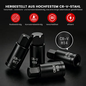 107-tlg. Schlagsteckschlüsselsatz 1/4" 3/8" 1/2" | CR-V Stahl | Torx, E-Torx & Sechskant Bit-Stecknüsse im robusten Koffer