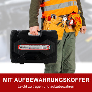 Werkzeugkoffer 216-teilig, zölliger Steckschlüsselsatz aus Chrom-Vanadium-Stahl mit 72-Zahn-Ratschen & Maulschlüsseln