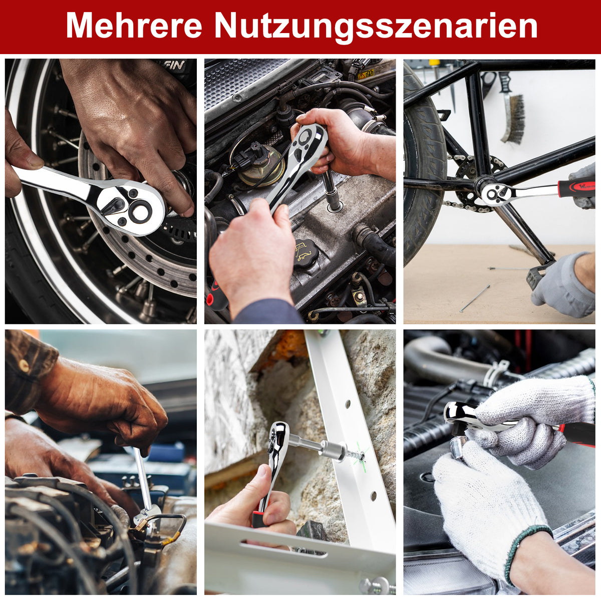 216-teiliger Steckschlüsselsatz aus Chrom-Vanadium-Stahl mit Ratschen, Gabelringschlüsseln, Bits und umfangreichem Zubehör