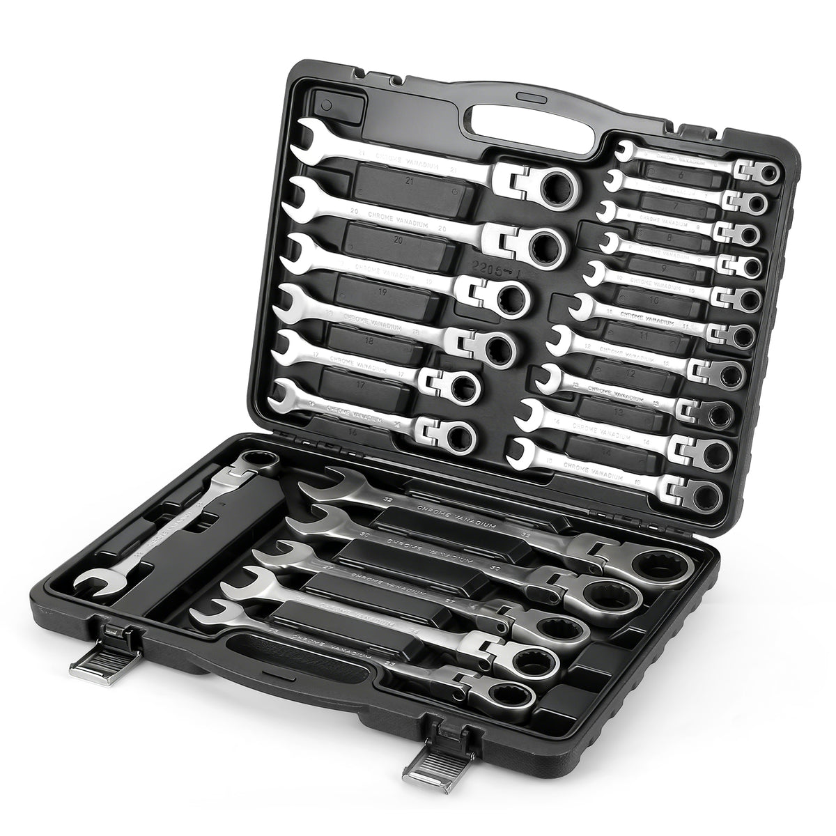 22 tlg. Gelenk Ratschenschlüssel Set 6-32mm Flexibel 72 Zähne Chrom Vanadium Knarrenschlüssel im Koffer
