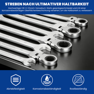 22 tlg. Gelenk Ratschenschlüssel Set 6-32mm Flexibel 72 Zähne Chrom Vanadium Knarrenschlüssel im Koffer