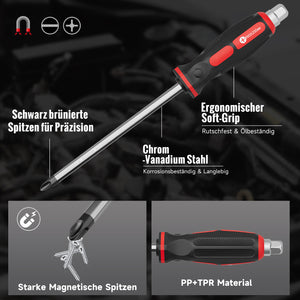 12-teiliges Schraubendreher-Set aus Chrom-Vanadium-Stahl mit Schlagkappe, Sechskantansatz und Transportkoffer