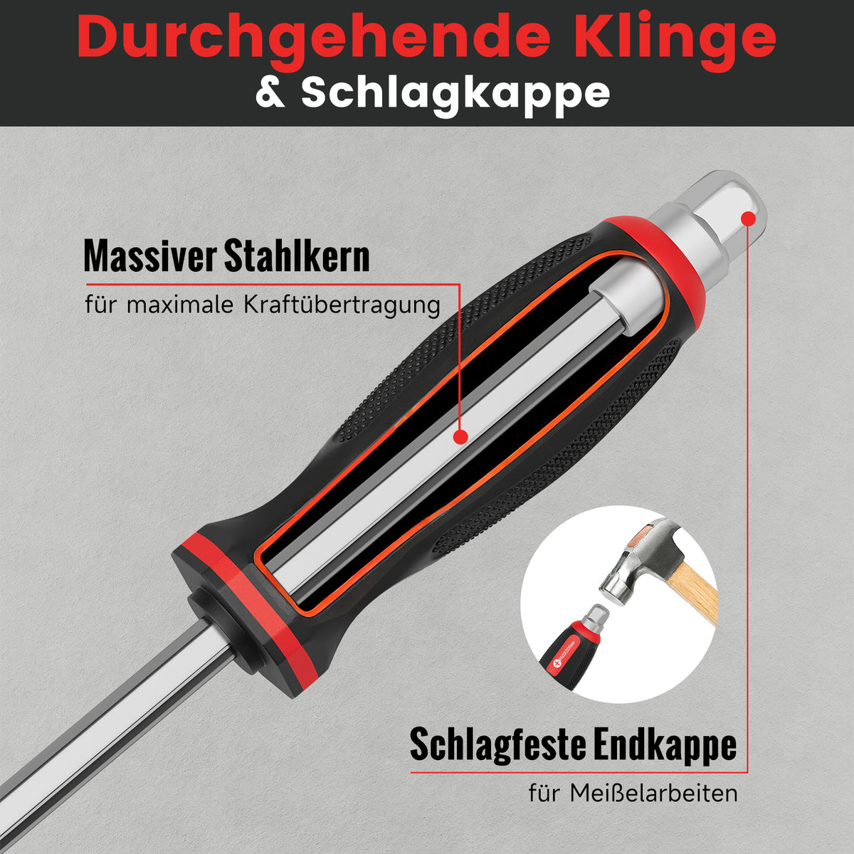 12-teiliges Schraubendreher-Set aus Chrom-Vanadium-Stahl mit Schlagkappe, Sechskantansatz und Transportkoffer