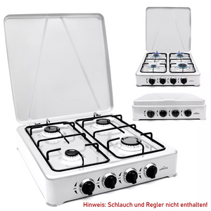 HOMELUX 6,2 KW Gaskocher,4 flammig Campingkocher Kochfeld Kocher mit Deckel Herd Gas Outdoor