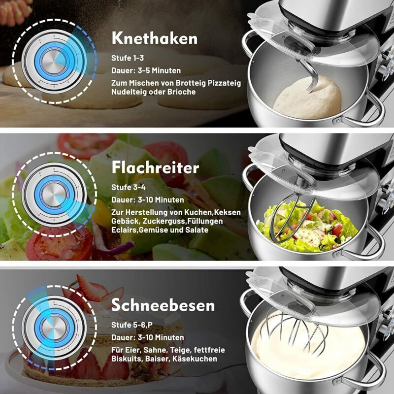 Food processor 2500W kneading machine, 12 L dough machine with stainless steel bowl 