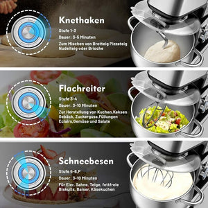 Food processor 2500W kneading machine, 12 L dough machine with stainless steel bowl 