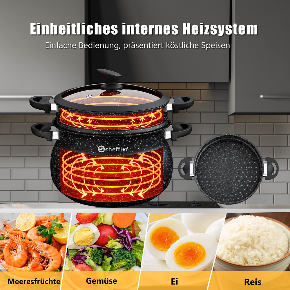 Kochtopf 20/24/26 cm Suppentopf Induktion Einmachtopf mit Deckel Dampfentsafter