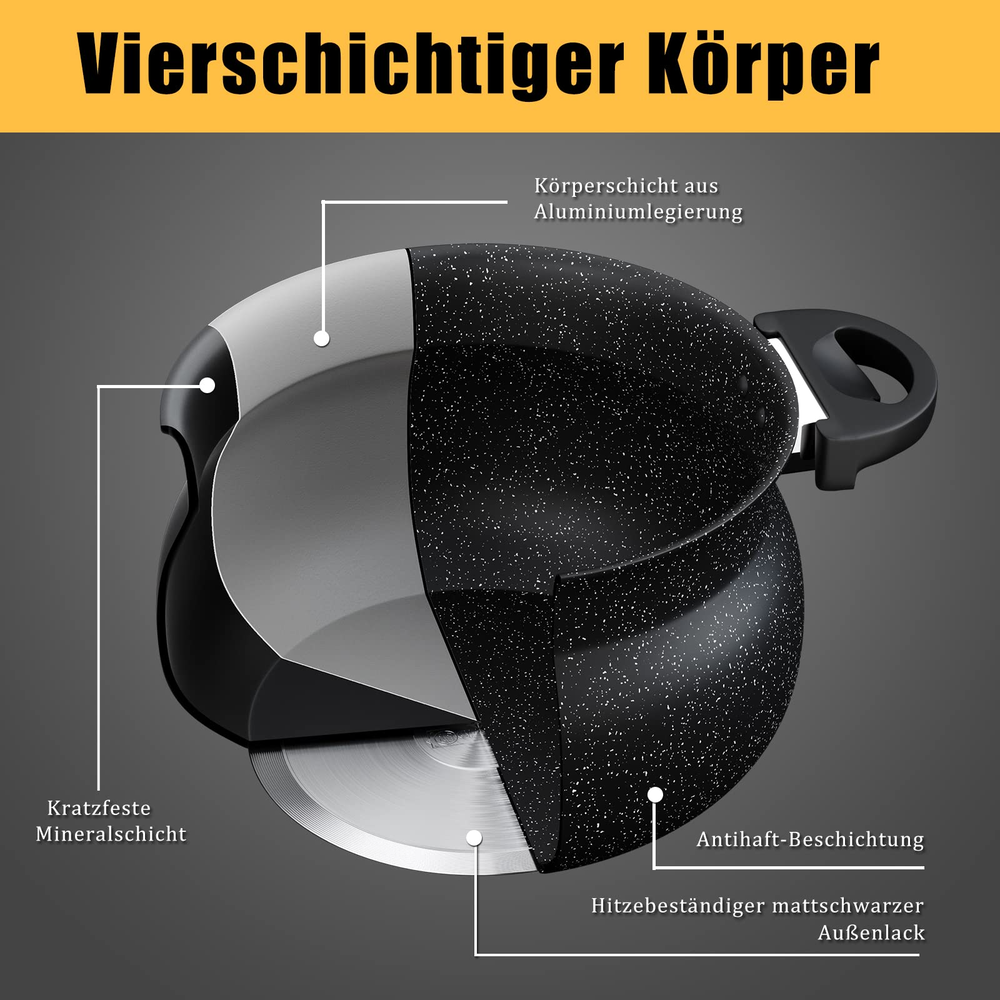 Kochtopf 20/24/26 cm Suppentopf Induktion Einmachtopf mit Deckel Dampfentsafter