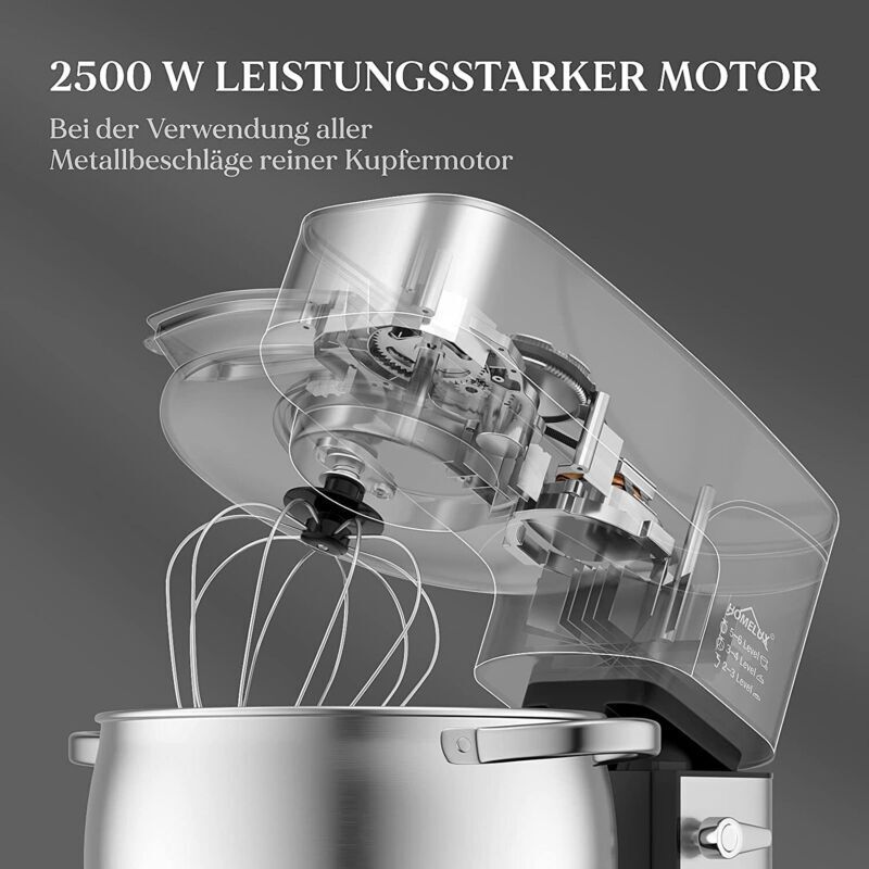 Food processor 2500W kneading machine, 12 L dough machine with stainless steel bowl 