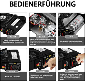 Tragbarer 2-Flammen-Gaskocher mit explosionssicherem Ofenkern
