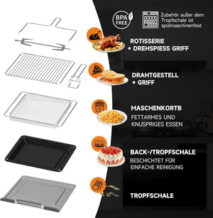 Heißluftfritteuse mit 5,5L Kapazität – Für bis zu 8 Portionen auf einmal