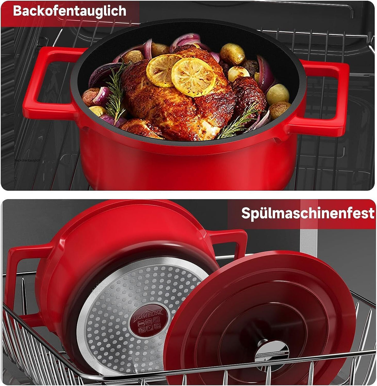 Spülmaschinenfreundliches Homelux Kochtopf Set – Einfach zu reinigen