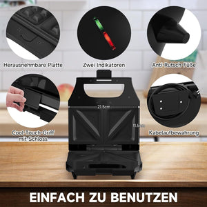 Schnell und einfach: Sandwichmaker für köstliche, knusprige Waffeln.