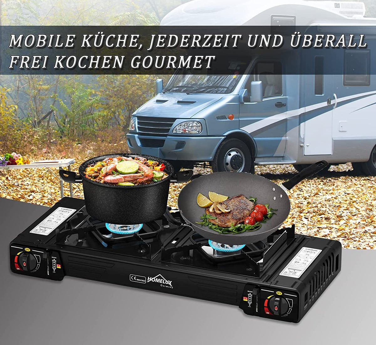 Campingkocher mit automatischer Piezo-Zündung & Sicherheitsverschluss