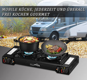 Campingkocher mit automatischer Piezo-Zündung & Sicherheitsverschluss